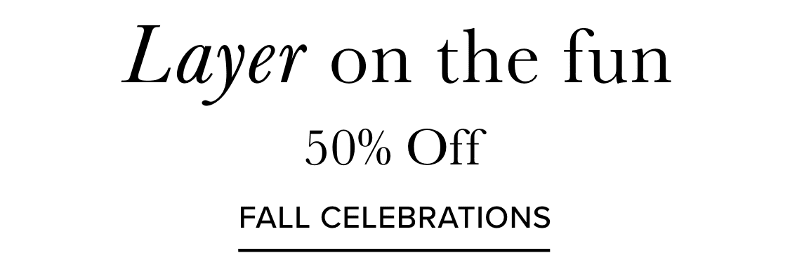The image displays a promotional message for a "Fall Celebrations" event, offering a 50% discount on an unspecified item or service.