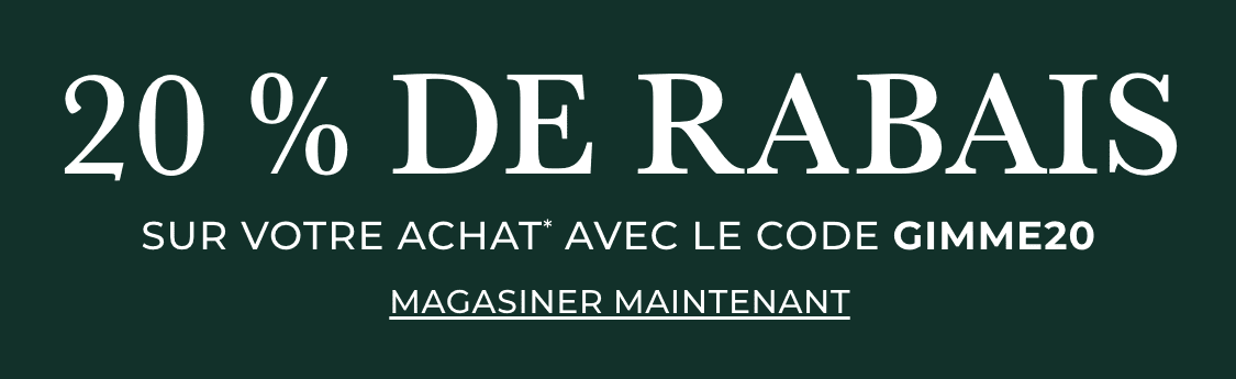 20% de réduction | Votre achat* avec le code GIMME20