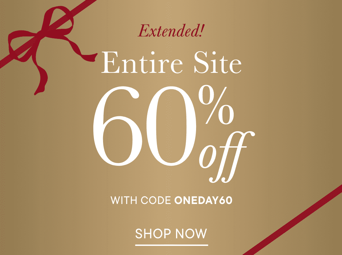 The image displays a promotional advertisement for a one-day sale, offering "Almost Everything" at 60% off with the code "ONEDAY60".