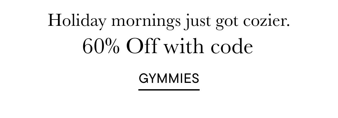 La imagen muestra un anuncio de texto de un producto llamado "Gymmies" que ofrece "Mañanas de vacaciones ahora más acogedoras" a un precio de "$12.99 y más *Excluye tarjeta de crédito".