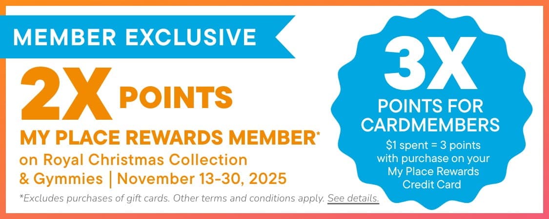 The image displays the text "PLACE REWARDS" in large, bold orange letters against a white background, with the date "December 15, 2025" and an asterisk indicating "Excludes purchases" below.