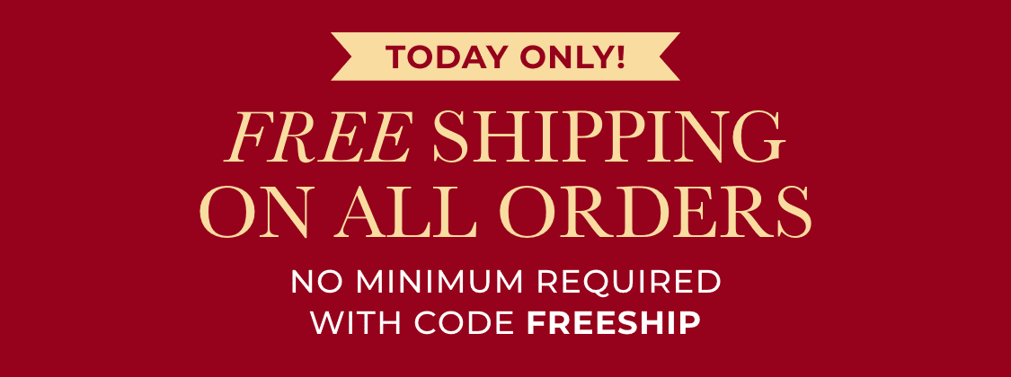 The image displays a red banner with the text "TODAY ONLY! SHOPPING ON ALL MINIMUM REQUIRED WITH CODE FH" in a bold, yellow font.