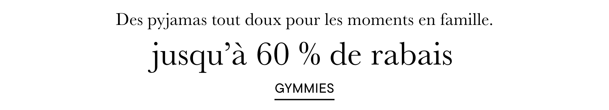 L'image affiche un texte publicitaire intitulé « Pyjamas doux conçus pour se blottir » avec une réduction « jusqu'à 60 % de réduction » sur les vêtements de sport.