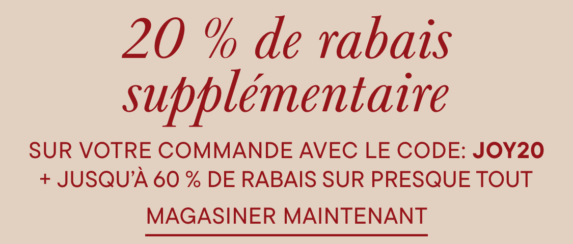 L'image affiche le texte « ITH CODE : JOY20 » en grandes lettres rouges grasses sur un fond beige clair.