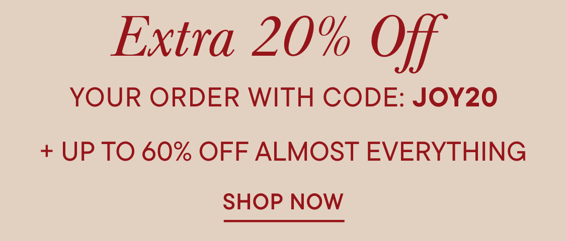 The image displays the text "ITH CODE: JOY20" in large, bold red letters against a light beige background.