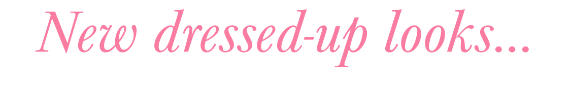 The image displays the text "Dressed-up" written in a stylized, cursive pink font against a plain white background.