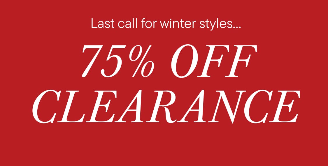 The image displays the text "75% Off Clearance" in large white letters against a bright red background.