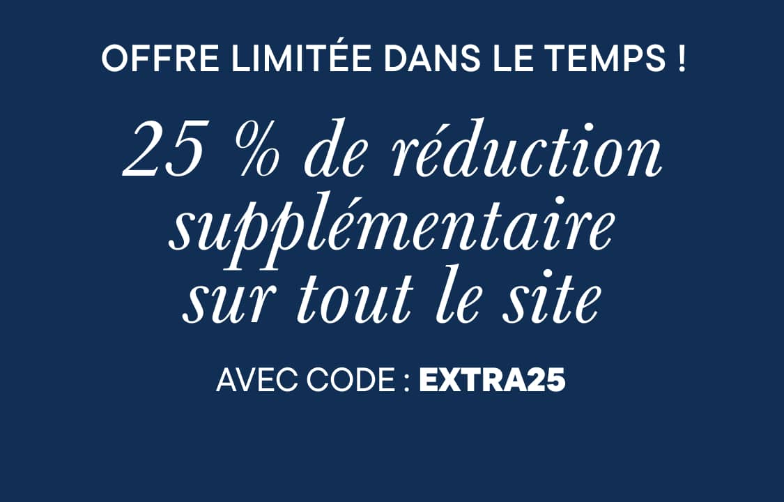 L'image affiche le texte « 25% de réduction sur St » sur un fond bleu foncé.
