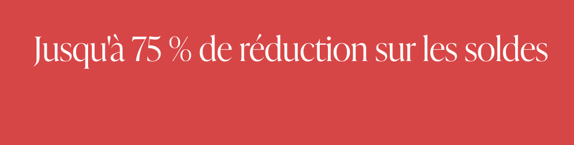 L'image affiche le texte «&nbsp;75% de réduction Cle&nbsp;» en grandes lettres blanches sur un fond rouge vif.
