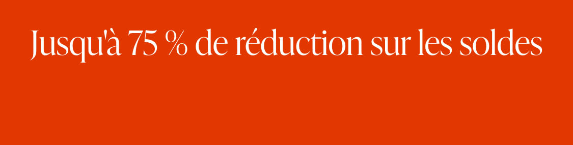 L'image affiche le texte «&nbsp;75% de réduction Cle&nbsp;» en grandes lettres blanches grasses sur un fond orange vif.
