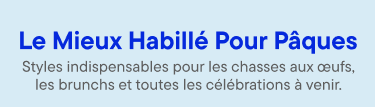 L'image affiche le texte « Les mieux habillés pour Pâques » en grandes lettres bleues sur un fond bleu clair.