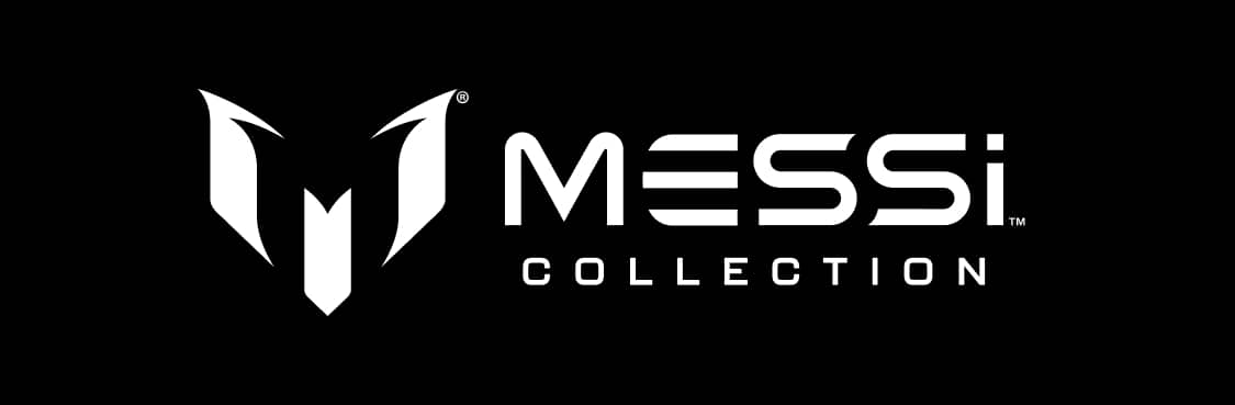 La imagen muestra el logotipo de la Colección Messi, con la "M" estilizada y el texto "Messi" sobre un fondo oscuro.