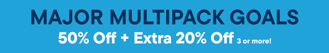Major Multipack Goals ,50% Off + Extra 20% Off