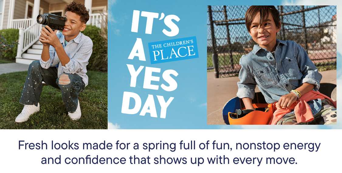 A group of cheerful children playing and enjoying themselves outdoors, with colorful buildings and a bright sky in the background.