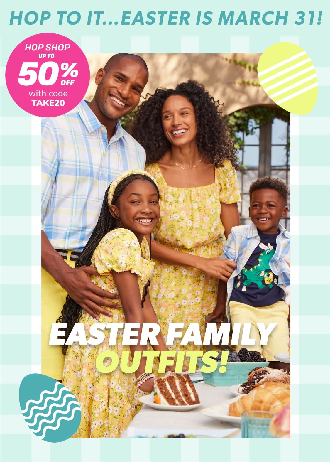 Hop to it…Easter is March 31! EASTER FAMILY OUTFITS! HOP SHOP up to 50% Off