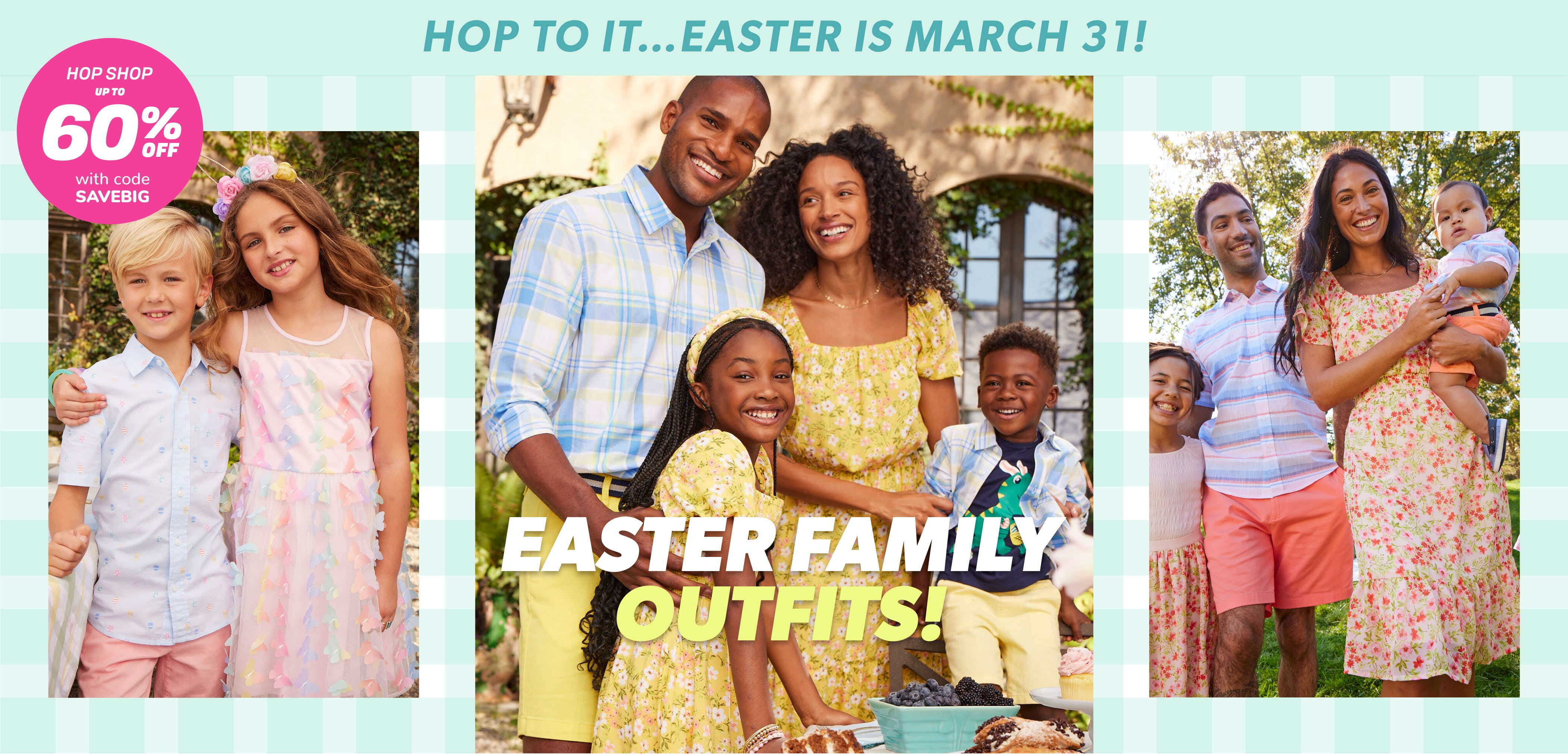 Salta a ello... ¡La Pascua es el 31 de marzo! ¡TRAJES FAMILIARES DE PASCUA! HOP SHOP hasta 60% de descuento