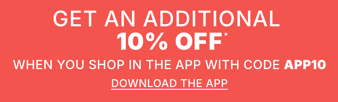 The image displays a bright red background with large white text that reads "ADDITIONAL SHOP IN THE APP WITH DOWNLOAD THE APP".