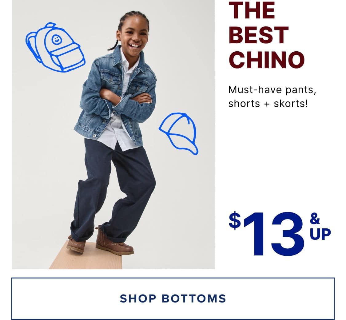 The image features a smiling individual wearing a denim jacket, standing in front of a plain background with some simple illustrations of backpacks or similar items.