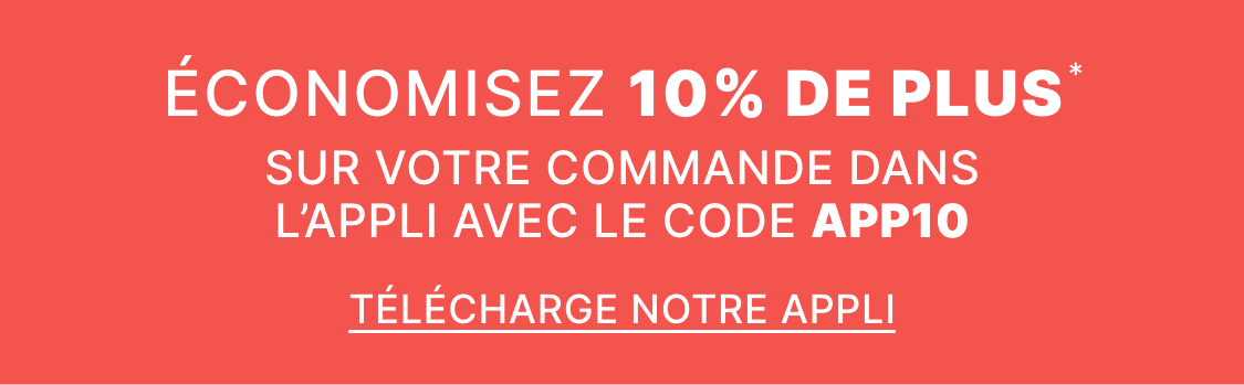 L'image affiche un fond rouge vif avec un grand texte blanc indiquant « BOUTIQUE SUPPLÉMENTAIRE DANS L'APPLICATION AVEC TÉLÉCHARGEMENT DE L'APPLICATION ».