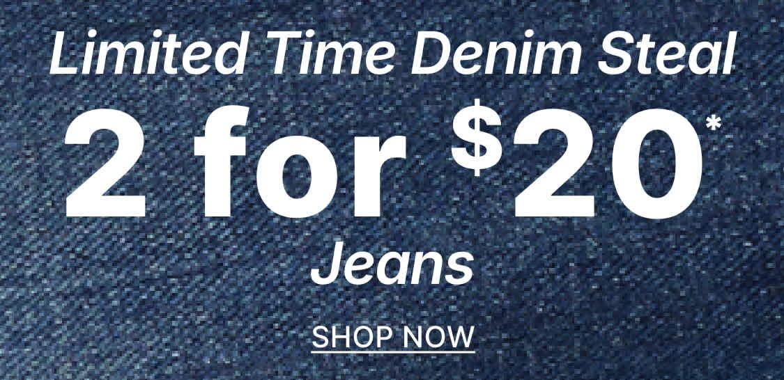 The image displays the text "2 for $" against a blurred, textured background.