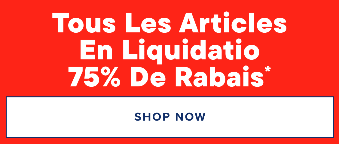 L'image affiche le mot « Toutes les Liquidation à 70 % de réduction » en grandes lettres blanches sur un fond violet foncé.