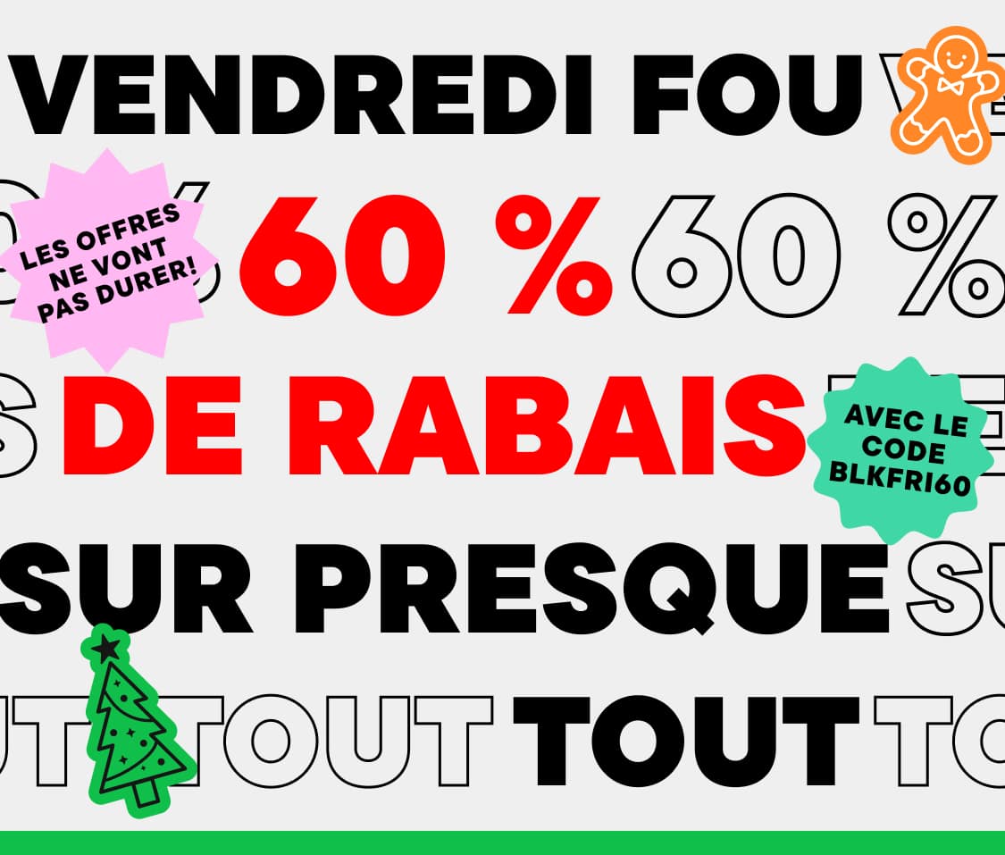 The image displays a Black Friday sale advertisement, featuring large text that reads "BLACK FRIDAY 60% OFF EVERYTHING" with a promotional code "BLKFRI60" displayed below.