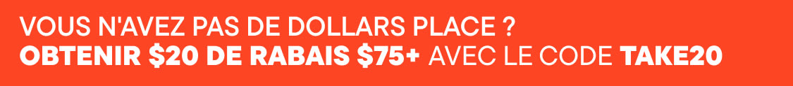 L'image affiche le texte « AVEC LE CODE TAKE20 » en grandes lettres blanches sur un fond rouge vif.