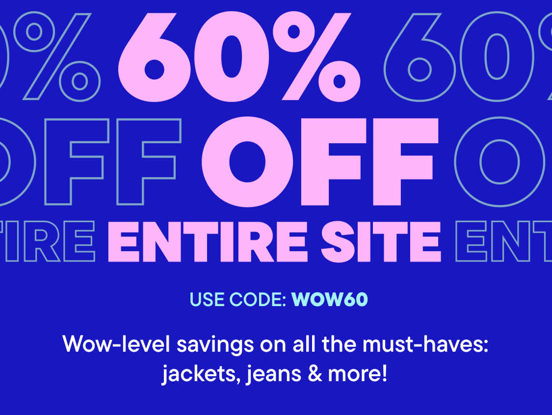 The image features a large promotional banner for a holiday weekend sale, offering 60% off the entire site, with a code displayed. In the background, a young woman wearing a pink hoodie and a baseball cap is smiling and appears to be enjoying the sale.