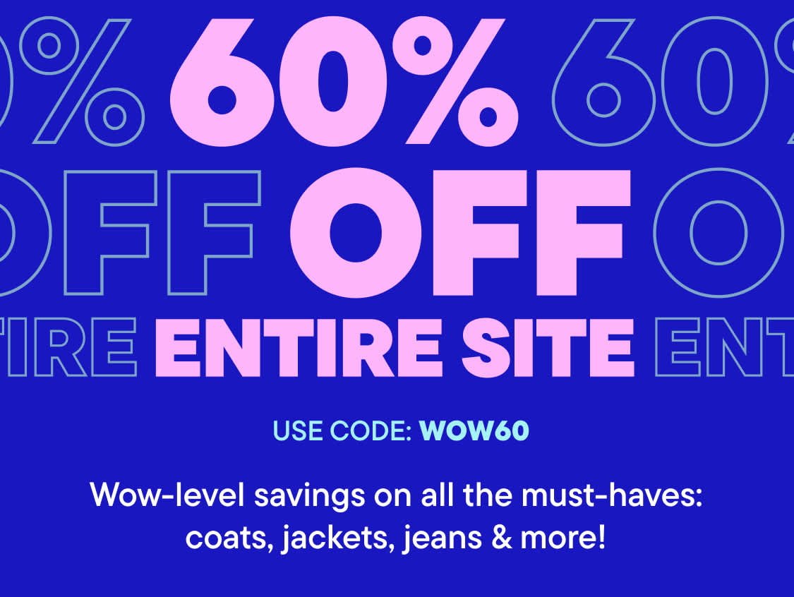 The image features a large promotional banner for a holiday weekend sale, offering 60% off the entire site, with a code displayed. In the background, a young woman wearing a pink hoodie and a baseball cap is smiling and appears to be enjoying the sale.