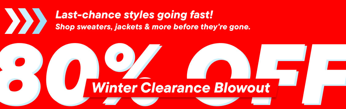The image displays a large red background with white text that reads "30% Shop sweaters, jackets" and "es going fast!" indicating a sale or promotion on various clothing items.