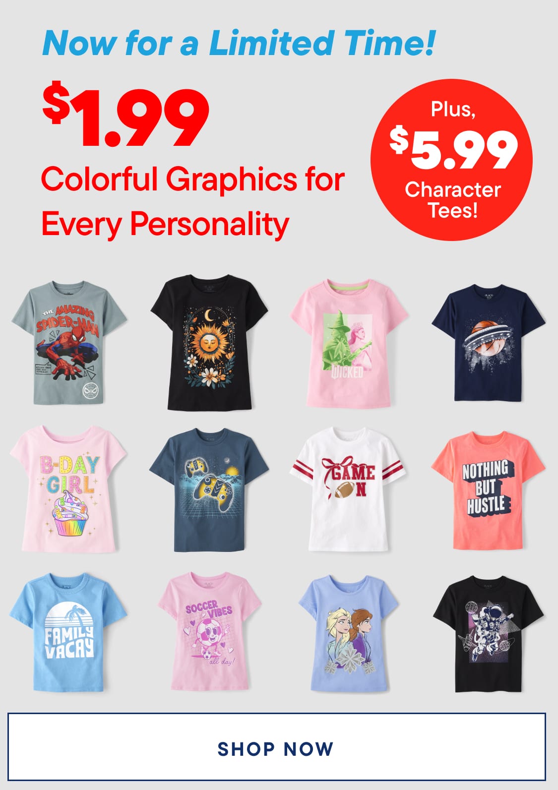The image displays a collection of colorful and vibrant graphic t-shirt designs featuring various themes and characters, including a "Stay Groovy" design, a celestial-themed dress, and a design with a video game controller.