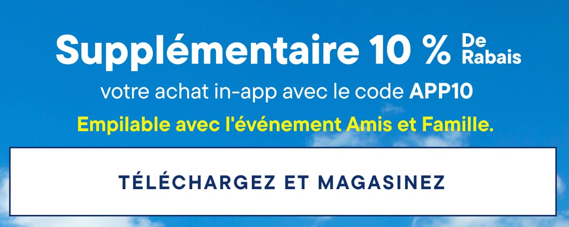 L'image affiche le texte « achat d'application avec partage avec vos amis et votre famille » sur un fond bleu vif.