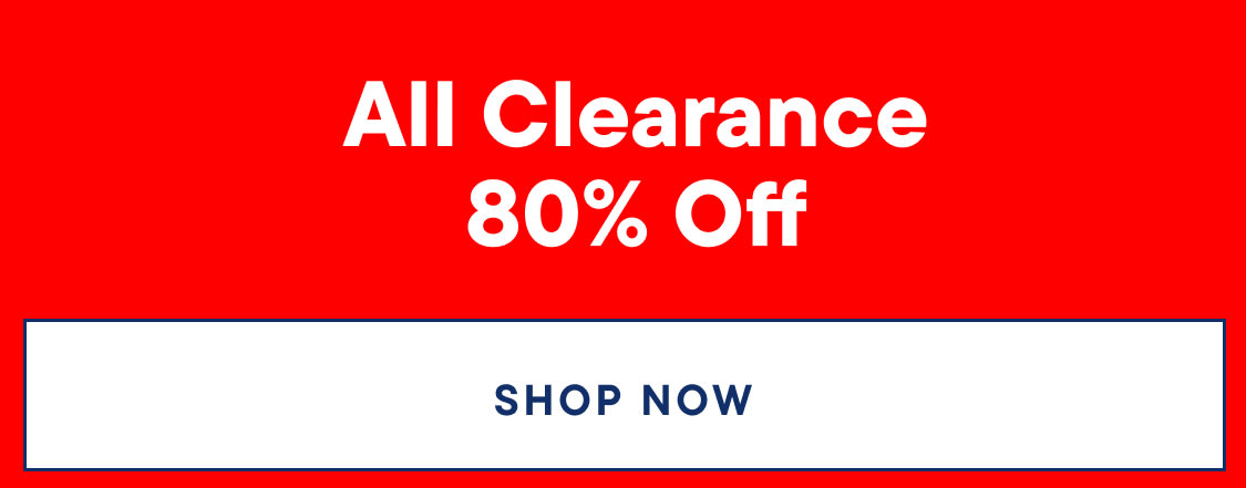 The image displays the text "All CLEARANCE 80% OFF" in large white letters against a bright red background.
