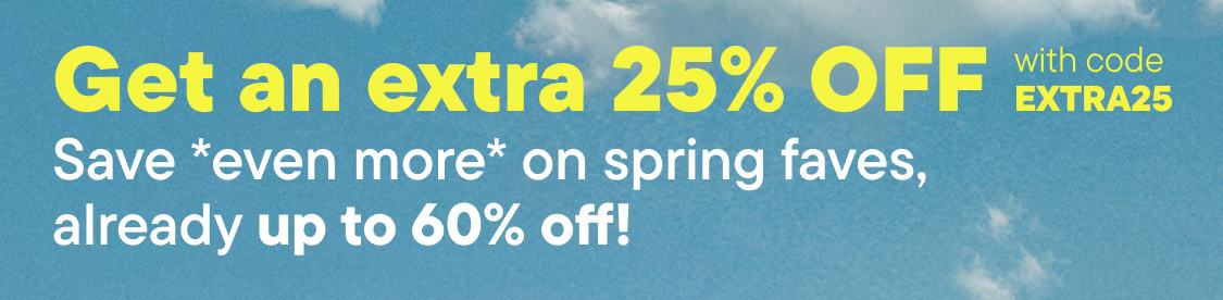 The image displays a large "60% OFF" text against a blue sky with clouds, along with a smaller "10% OFF with code EXT" text.