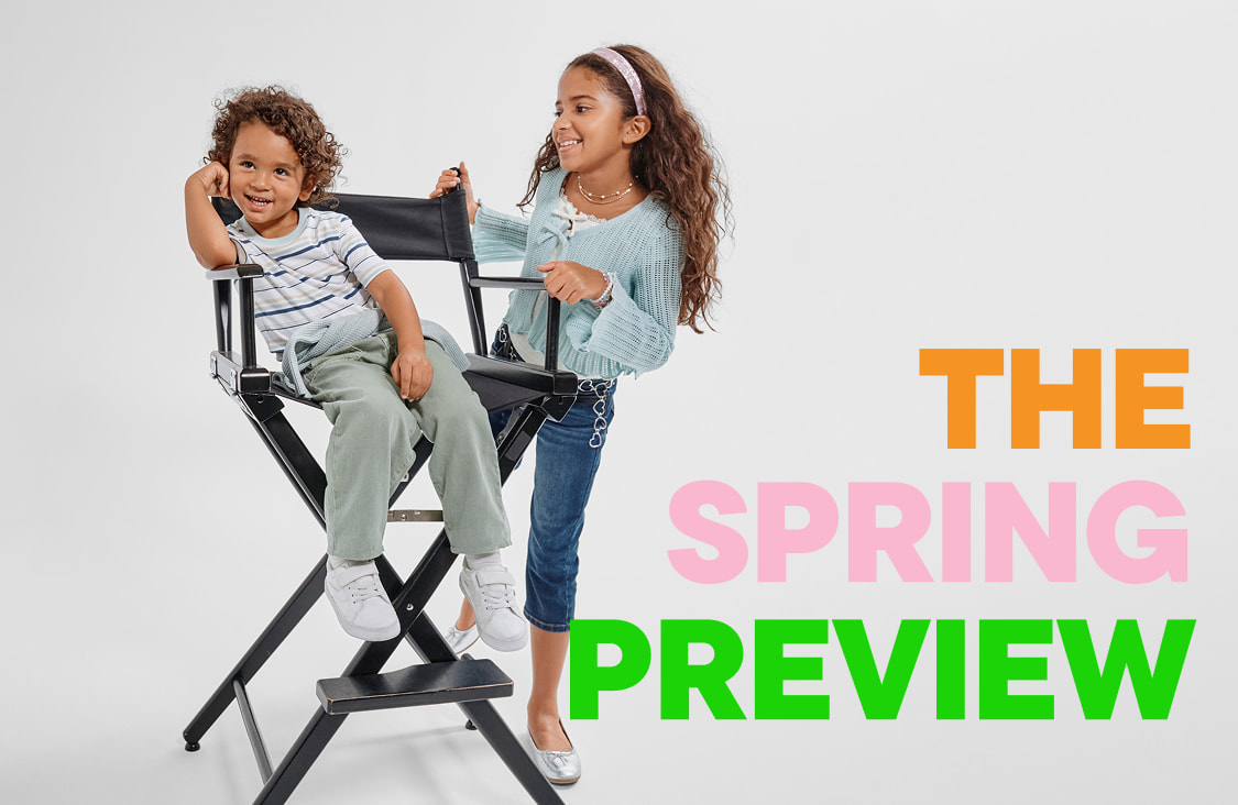The image shows a smiling woman in the foreground, with the text "THE SPRING PREVIEW" displayed prominently in the background.