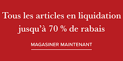 70 % de réduction sur les articles de liquidation