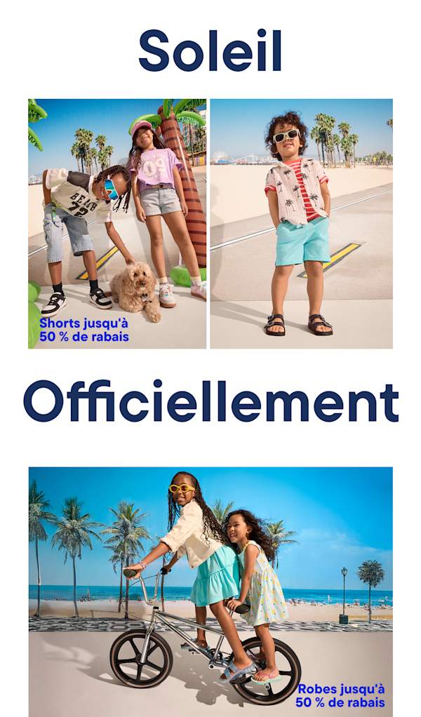 L'image met en scène plusieurs jeunes femmes en tenue estivale décontractée, posant et interagissant en extérieur, avec des palmiers et un décor évoquant une plage en arrière-plan. Le texte indique : « Le soleil est officiellement levé ».