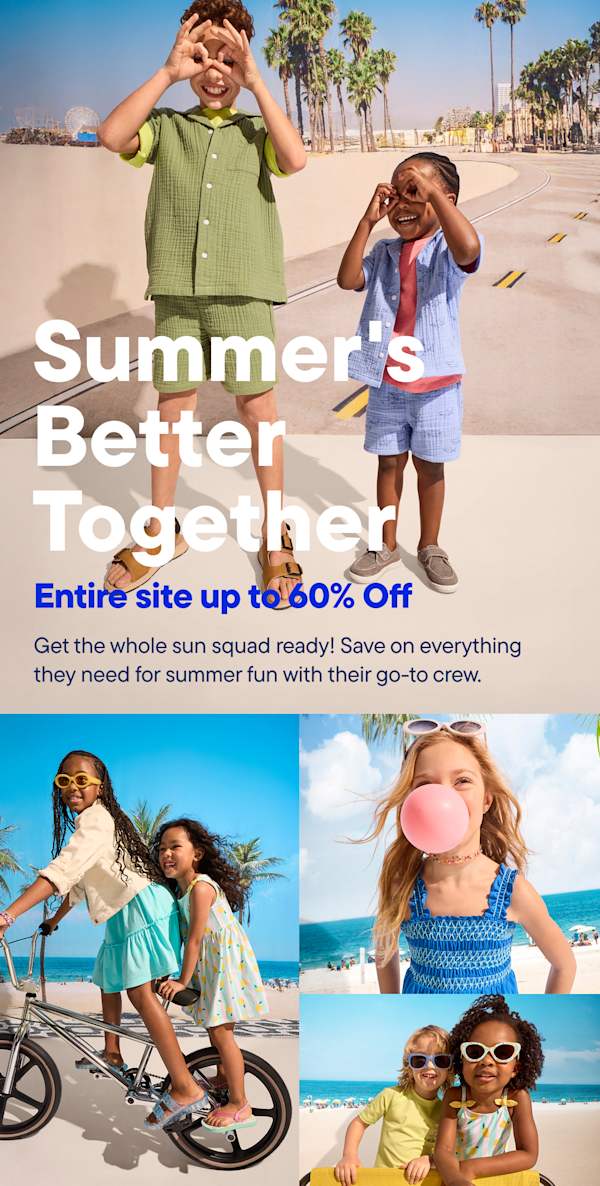 A collage of people enjoying various summer activities, including a woman in a blue dress, a person in a green outfit, and individuals on a beach and riding a bicycle, all set against a backdrop of palm trees and a sunny, coastal environment.