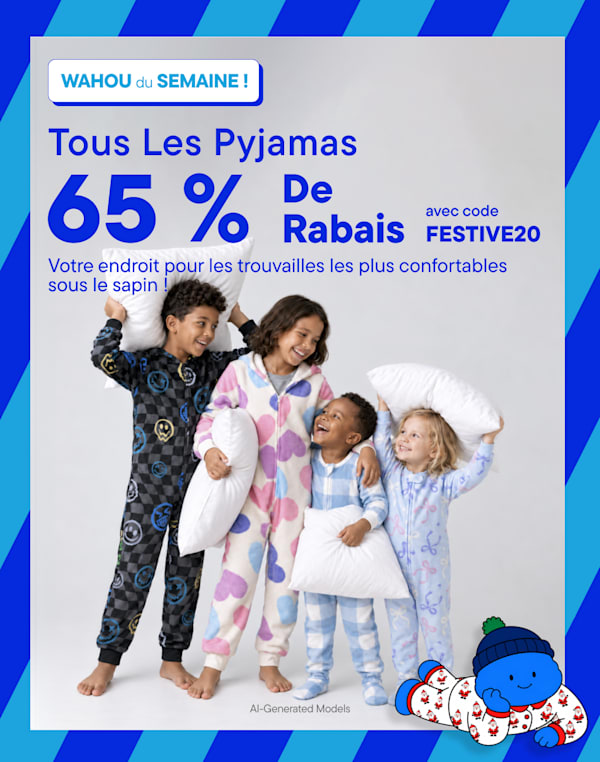 L'OFFRE DE LA SEMAINE ! Tous les pyjamas à -65 % ! Trouvez le pyjama le plus confortable sous le sapin ! Avec le code FESTIVE20