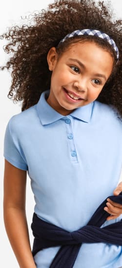 Small/5/6 Day Break 43864 The Childrens Place Girls Little Uniform Long Sleeve Polo 