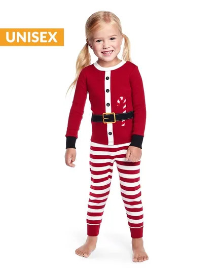 Unisex Girls And Boys Long Sleeve Santa Snug Fit Cotton 2-Piece Pajamas - Gymmies