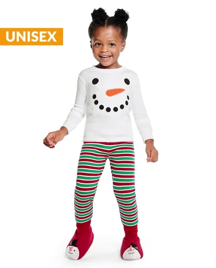 Unisex Girls And Boys Matching Family Long Sleeve Snowman Snug Fit Cotton 2-Piece Pajamas - Gymmies