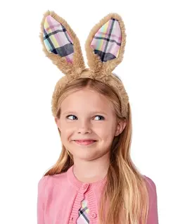 Kids Plaid Bunny Ears Headband - Spring Celebrations