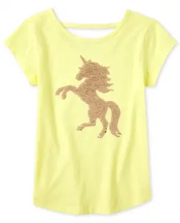 Girls Flip Sequin Unicorn Cut Out Top