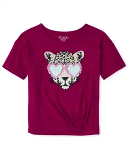 Haut à anneau léopard et sequins pour fille