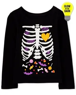 Camiseta con gráfico a juego de esqueleto de caramelo brillante de Halloween, mamá y yo, para bebés y niñas pequeñas