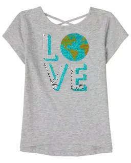 Girls Flip Sequin Cross Back Top