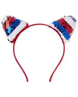 Girls Americana Flip Sequin Cat Ears Headband
