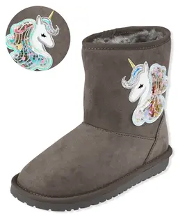 Girls Shakey Unicorn Faux Suede Booties