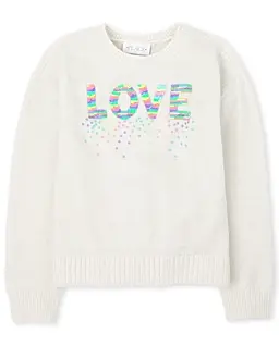 Pull Love à sequins retournés pour fille